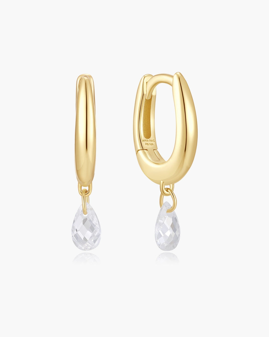 Gold Teardrop Dangle Huggie Hoop Earrings