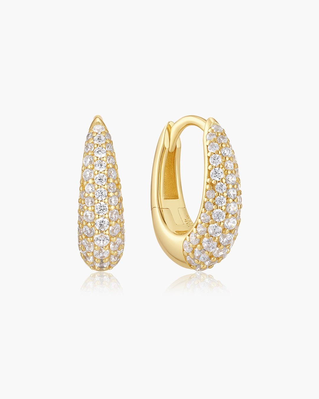 Gold Pave Dome Huggie Hoop Earrings
