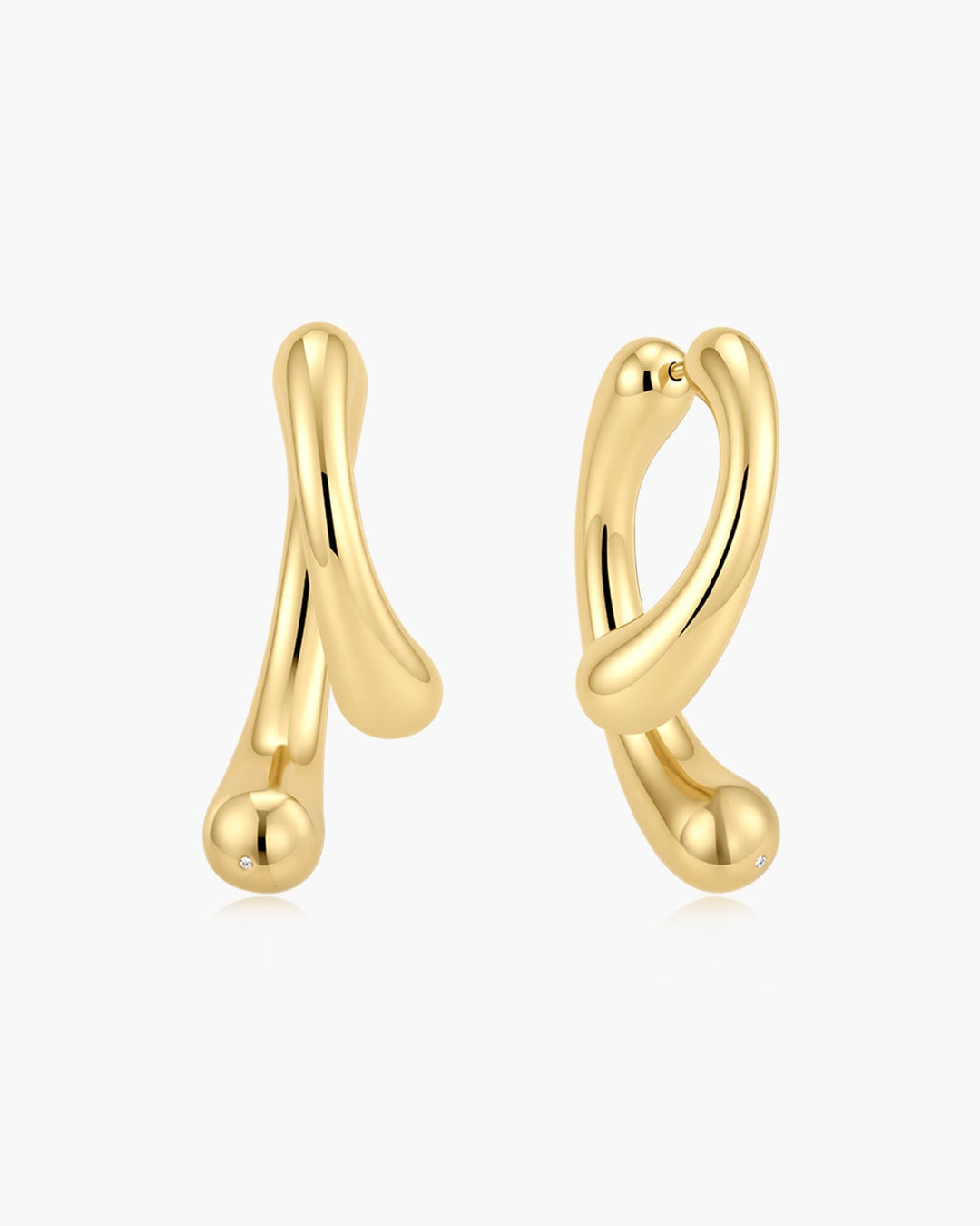 Gold Sculptural Arc Hoop Earrings