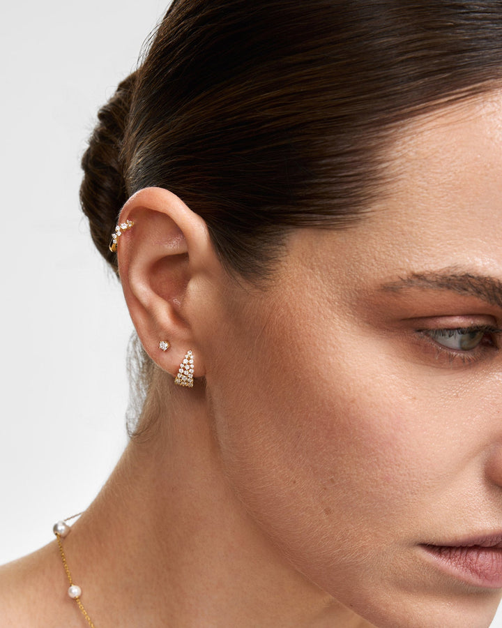 Ania Haie Gold Five-Prong Sparkle Barbell Earring E079-03G