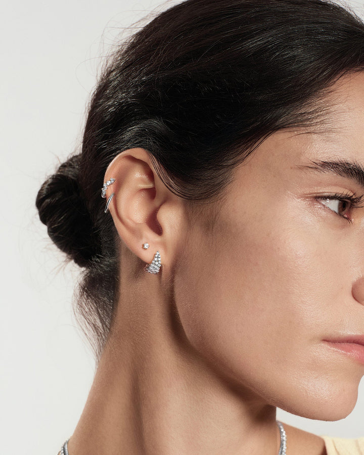 Ania Haie Silver Zig-Zag Pave Huggie Hoop Earrings E079-09H