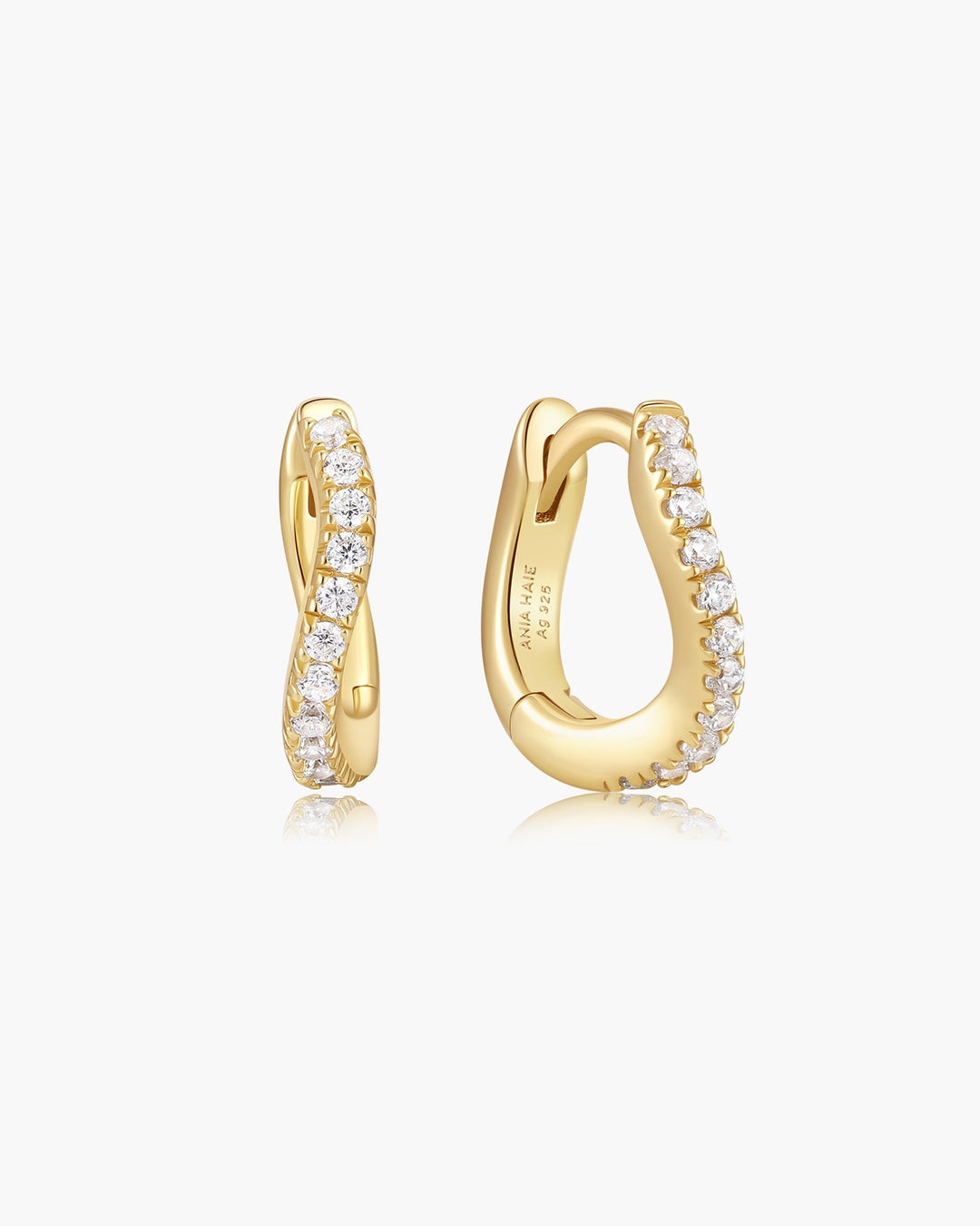 Ania Haie Gold Slim Pave Wave Huggie Hoop Earrings E079-08G