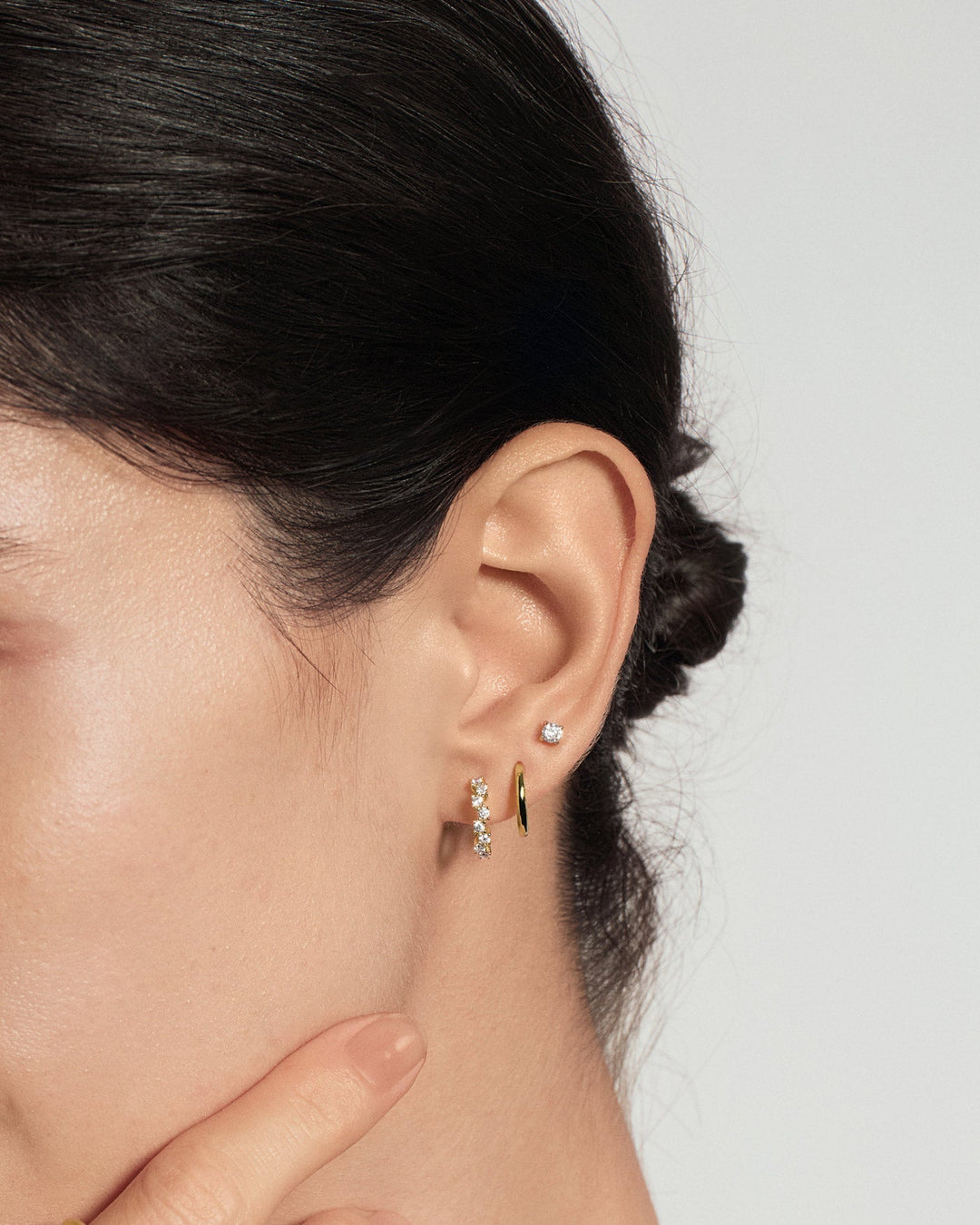 Ania Haie Gold Zig-Zag Pave Huggie Hoop Earrings E079-09G