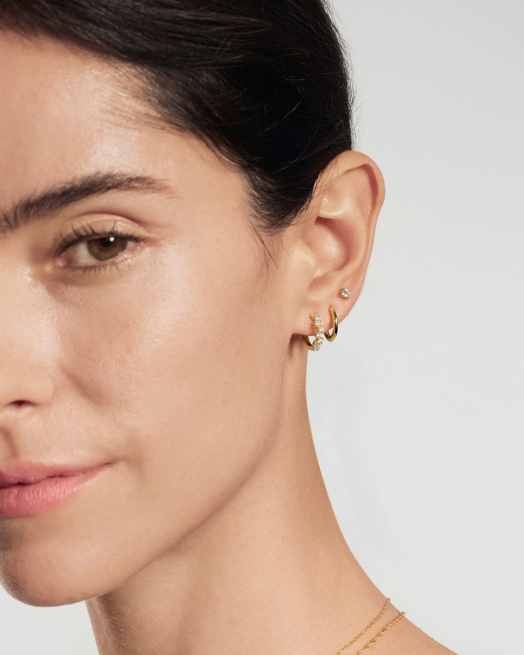 Ania Haie Gold Zig-Zag Pave Huggie Hoop Earrings E079-09G