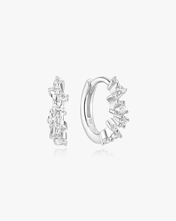 Ania Haie Silver Zig-Zag Pave Huggie Hoop Earrings E079-09H