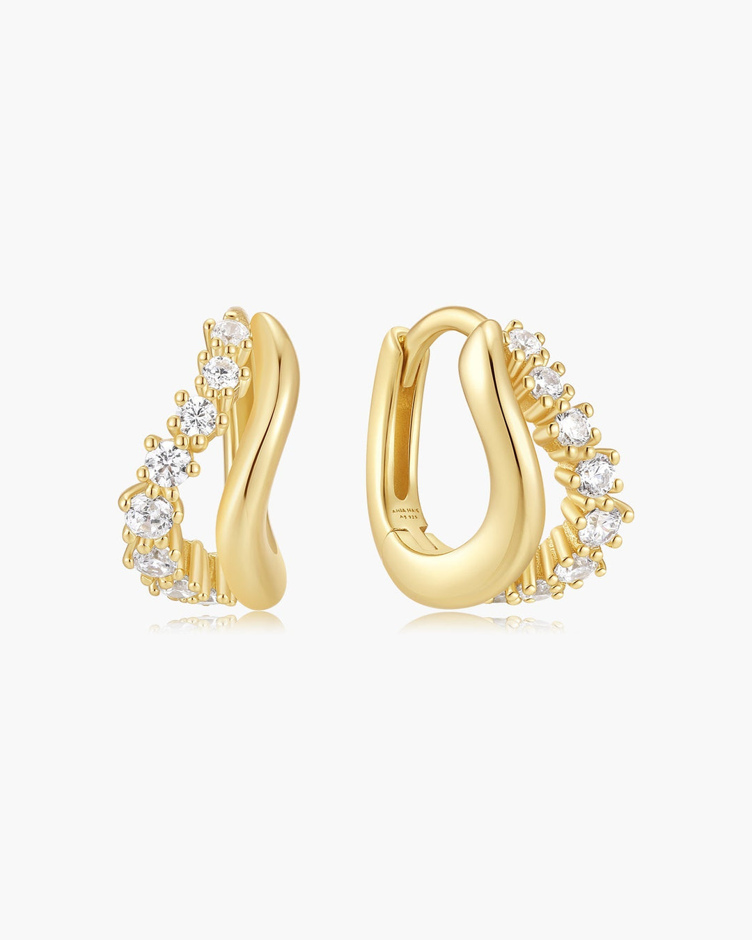 Ania Haie Gold Duet Wave Huggie Hoop Earrings E079-10G