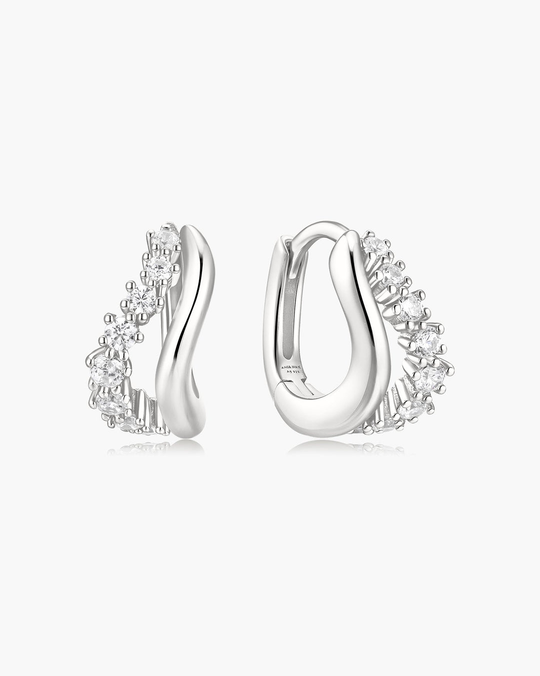 Ania Haie Silver Duet Wave Huggie Hoop Earrings E079-10H