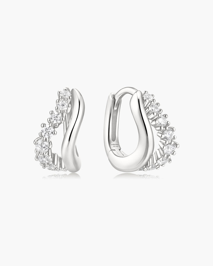 Ania Haie Silver Duet Wave Huggie Hoop Earrings E079-10H
