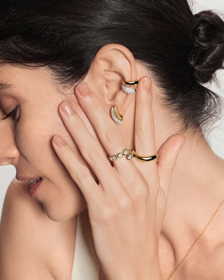 Ania Haie Gold Wave Huggie Hoop Earrings E079-11G