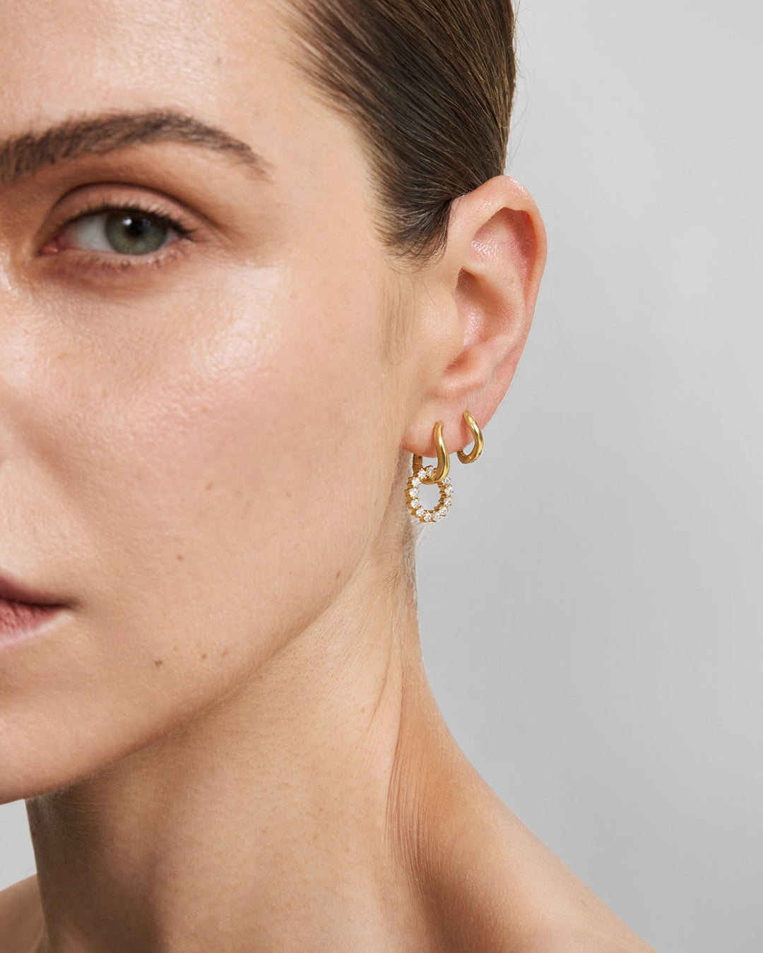 Ania Haie Gold Pave Interlocked Huggie Hoop Earrings E079-12G