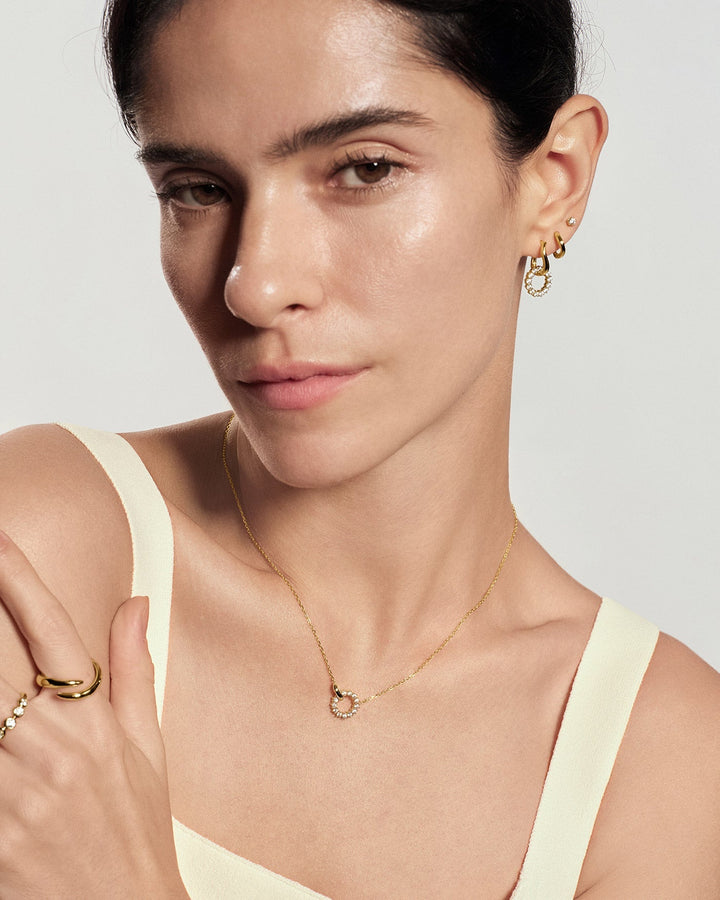 Ania Haie Gold Pave Interlocked Huggie Hoop Earrings E079-12G