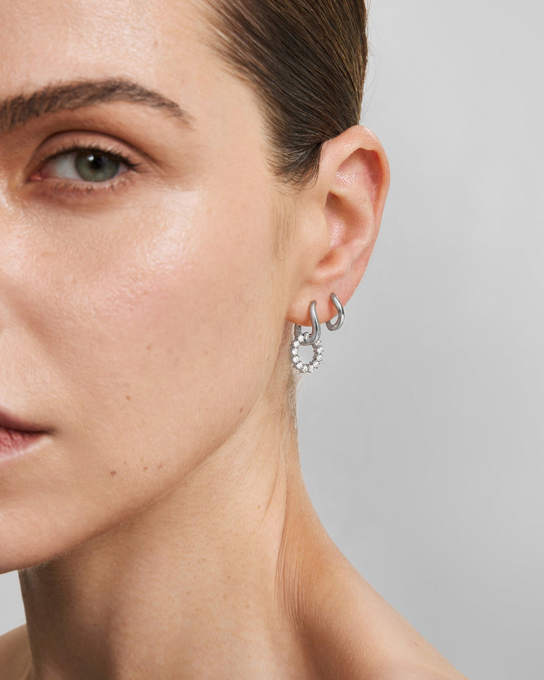 Ania Haie Silver Pave Interlocked Huggie Hoop Earrings E079-12H