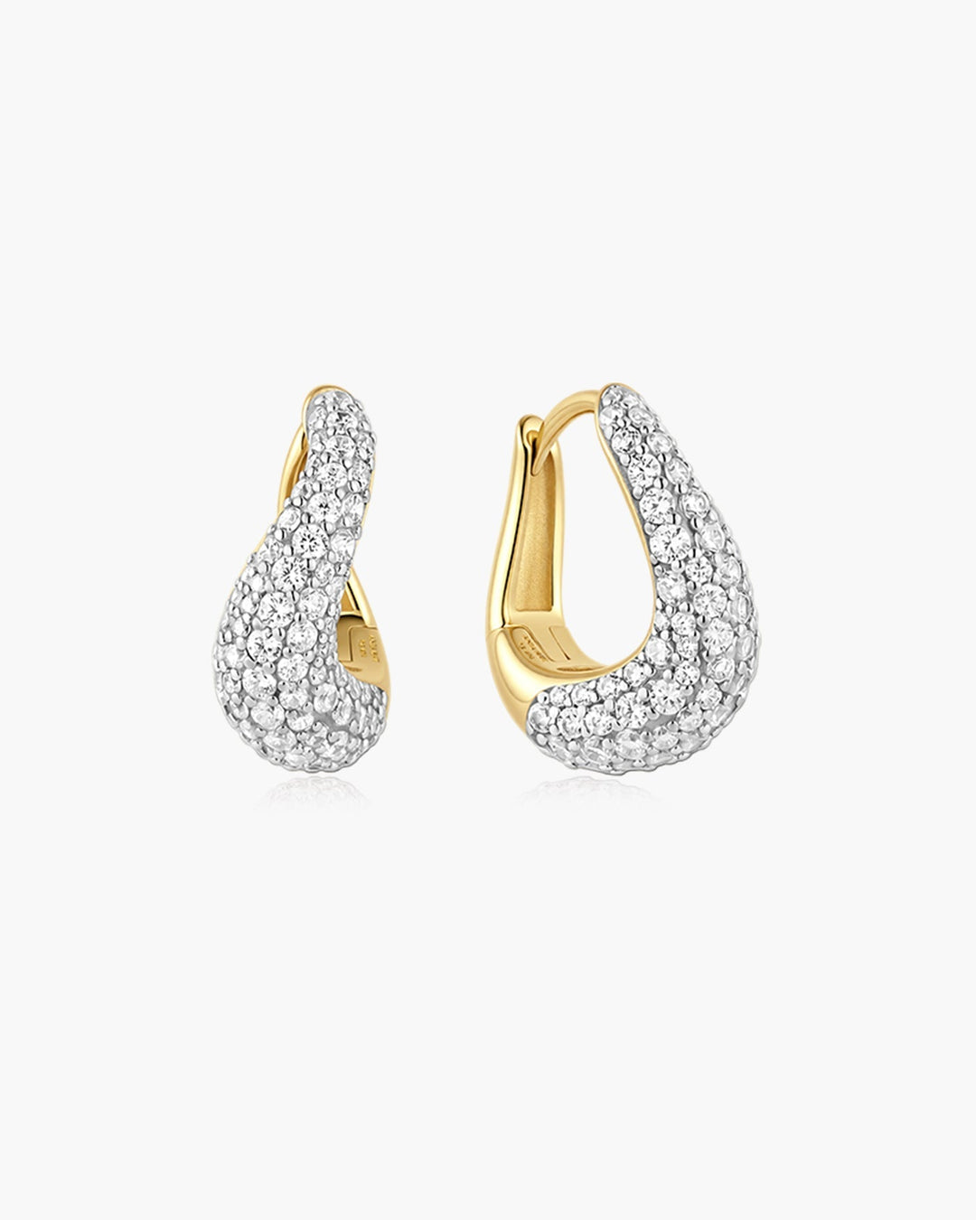 Ania Haie Gold Pave Wave Huggie Hoop Earrings E079-13G