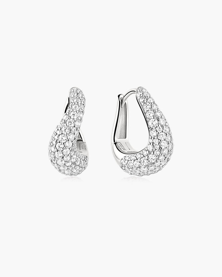 Ania Haie Silver Pave Wave Huggie Hoop Earrings E079-13H