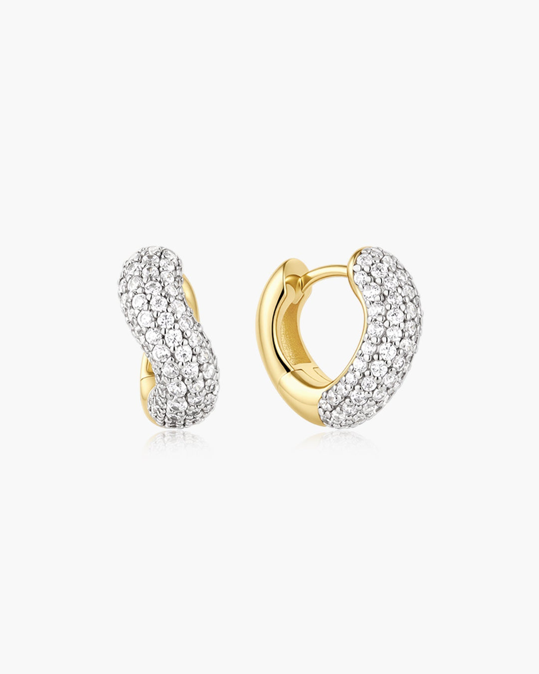Ania Haie Gold Chunky Pave Wave Huggie Hoop Earrings E079-14G