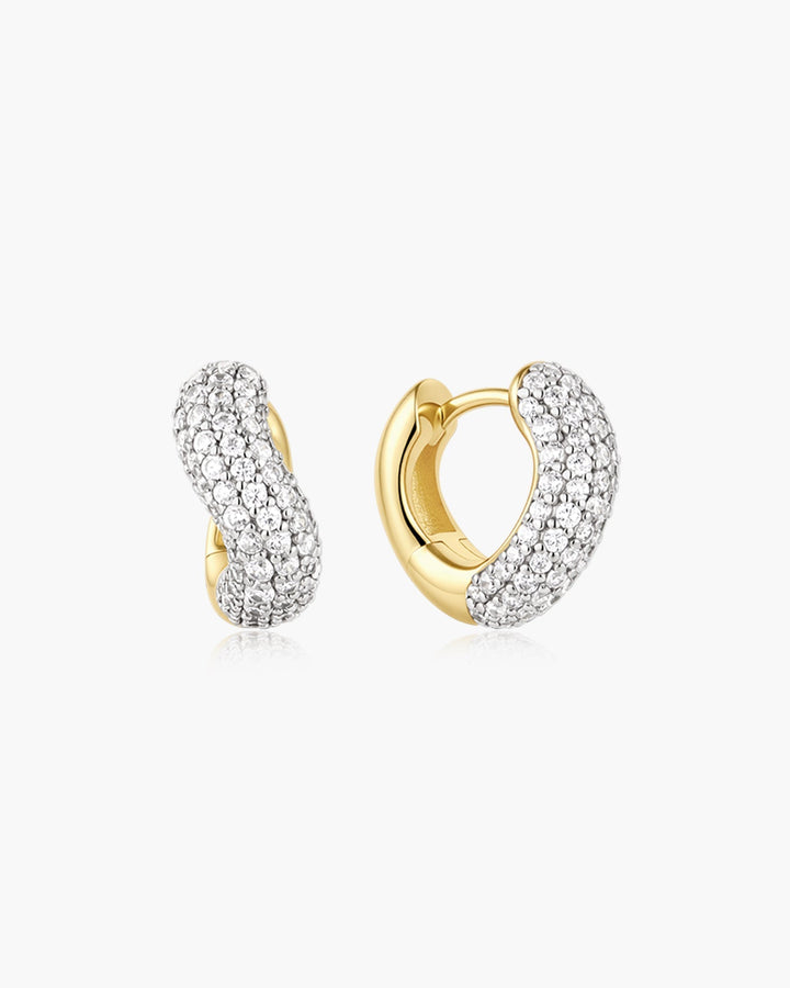 Ania Haie Gold Chunky Pave Wave Huggie Hoop Earrings E079-14G