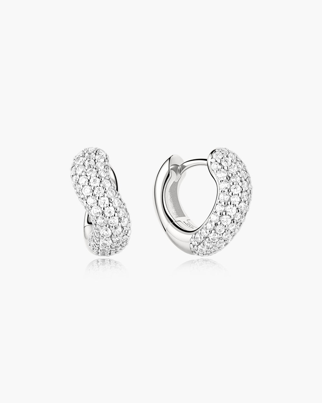 Ania Haie Silver Chunky Pave Wave Huggie Hoop Earrings E079-14H