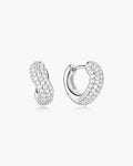 Ania Haie Silver Chunky Pave Wave Huggie Hoop Earrings E079-14H