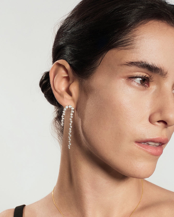 Ania Haie Silver Sparkling Zig-Zag Drop Stud Earrings E079-16H