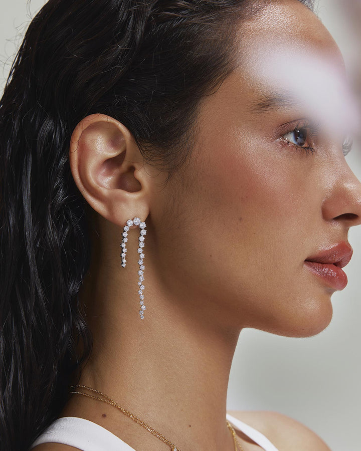 Ania Haie Silver Sparkling Zig-Zag Drop Stud Earrings E079-16H