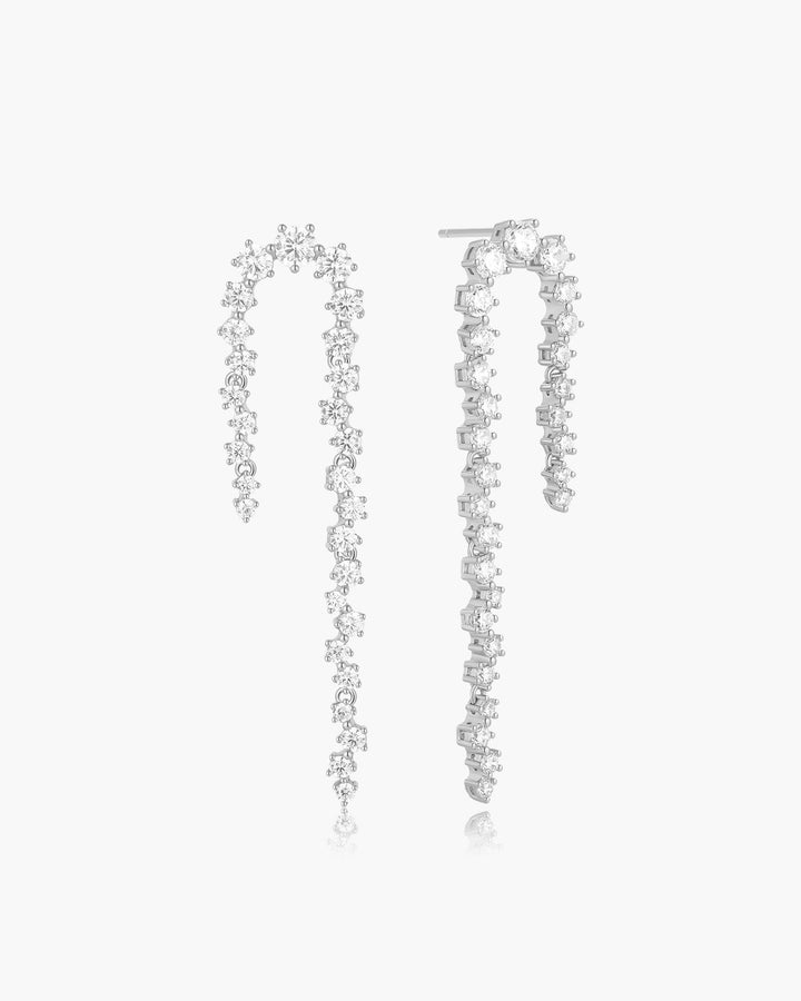 Ania Haie Silver Sparkling Zig-Zag Drop Stud Earrings E079-16H