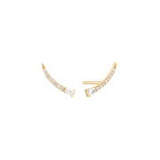 Ania Haie 14kt Gold White Sapphire Curve Climber Stud Earrings