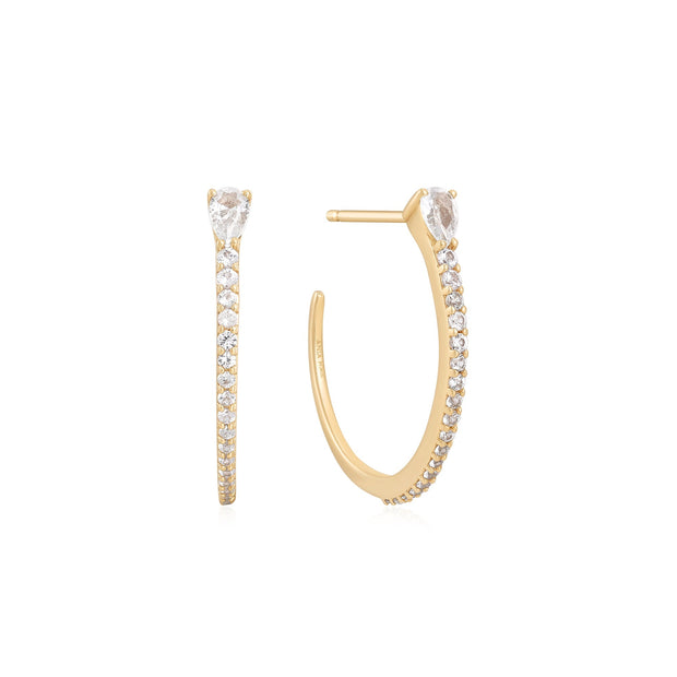 Ania Haie 14kt Gold White Sapphire Hoop Earrings
