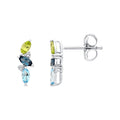 0.03ct Diamond, Topaz & Peridot Earrings in 9K White Gold