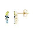 0.03ct Diamond, Topaz & Peridot Earrings in 9K Yellow Gold