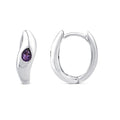 Pear Purple Amethyst Hoop Earrings in 9K White Gold