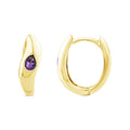 Pear Purple Amethyst Hoop Earrings in 9K Yellow Gold