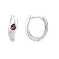 Pear Garnet Wave Hoop Earrings in 9K White Gold