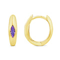 Marquise Purple Amethyst Tapered Huggie Earrings in 9K Yellow Gold