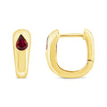 Pear Garnet Tapered Huggie Earrings in 9K Yellow Gold