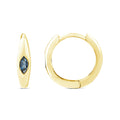 Marquise London Blue Topaz Tapered Huggie Earrings in 9K Yellow Gold