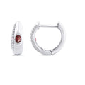 0.05ct Diamond & Garnet Hoop Earrings in 9K White Gold
