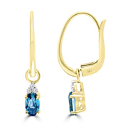 0.03ct HI I1 Diamond & Blue Topaz Earrings in 9K Yellow Gold