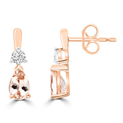 0.16ct HI I1 Diamond & Morganite Earrings in 9K Rose Gold