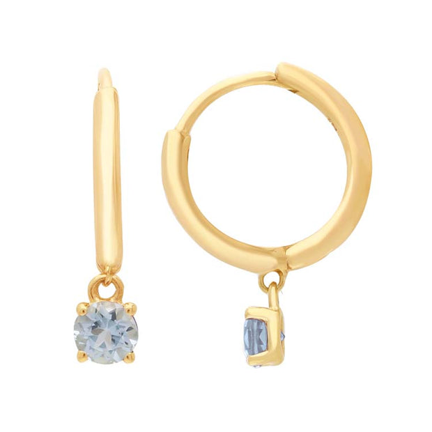 Aquamarine Huggie Earrings 9K Yellow Gold | The Jewellery Boutique