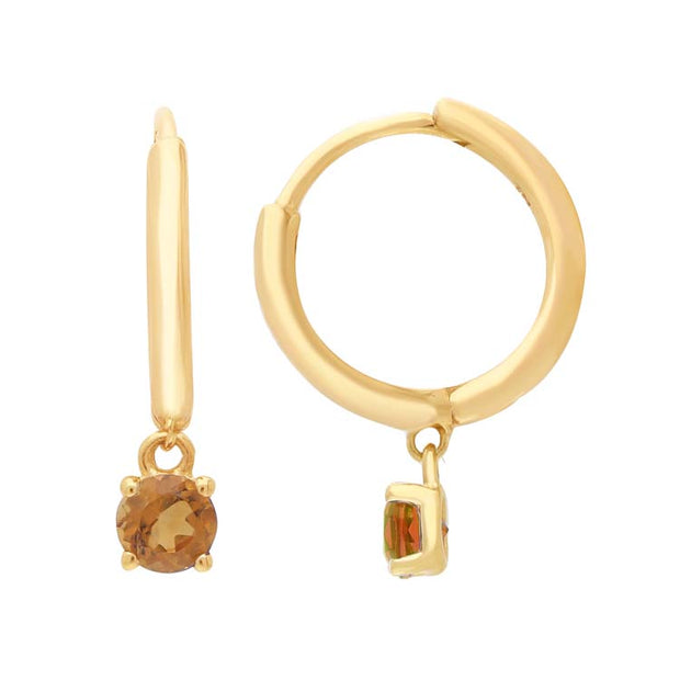 Citrine Huggie Earrings 9K Yellow Gold | The Jewellery Boutique