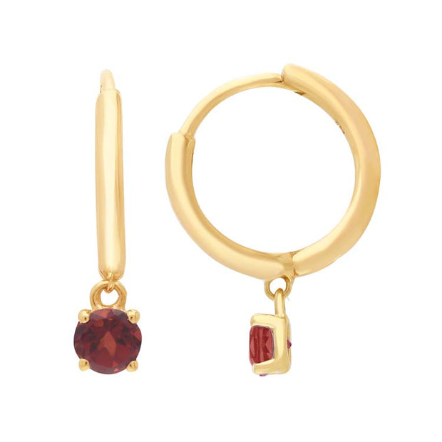 Garnet Huggie Earrings 9K Yellow Gold | The Jewellery Boutique