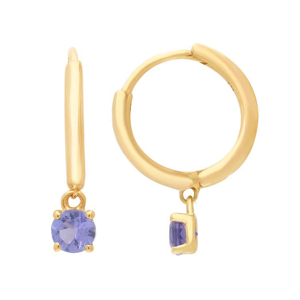 Tanzanite Huggie Earrings 9K Yellow Gold | The Jewellery Boutique