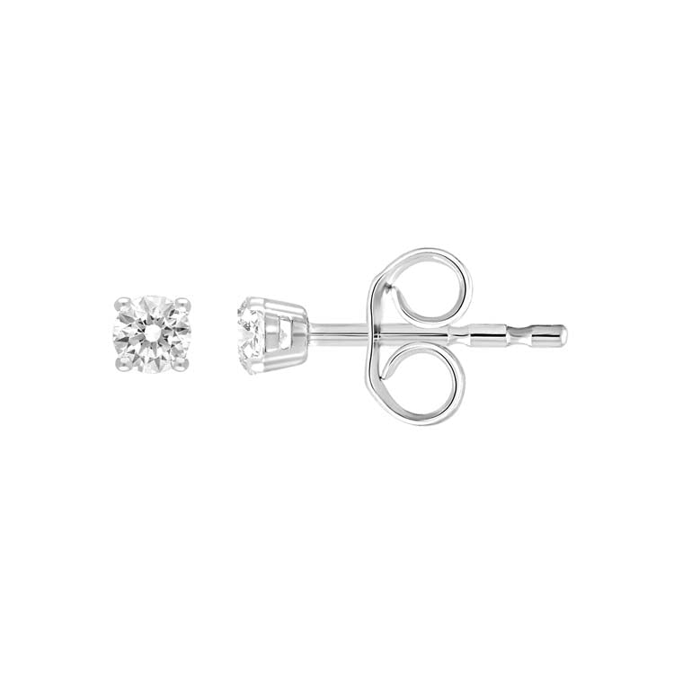 9K White Gold 0.10ct Diamond Claw Stud Earrings
