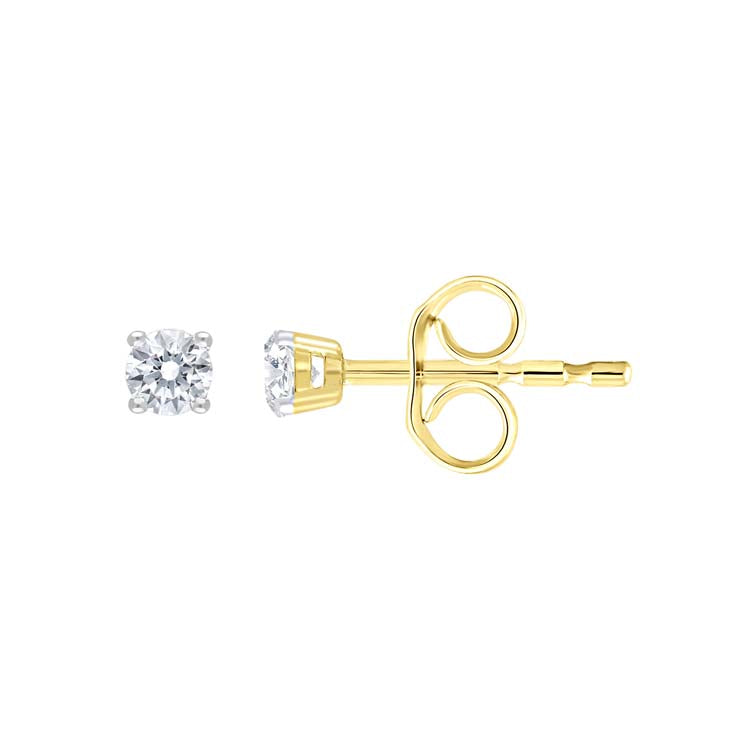 9K Yellow Gold 0.10ct Diamond Claw Stud Earrings