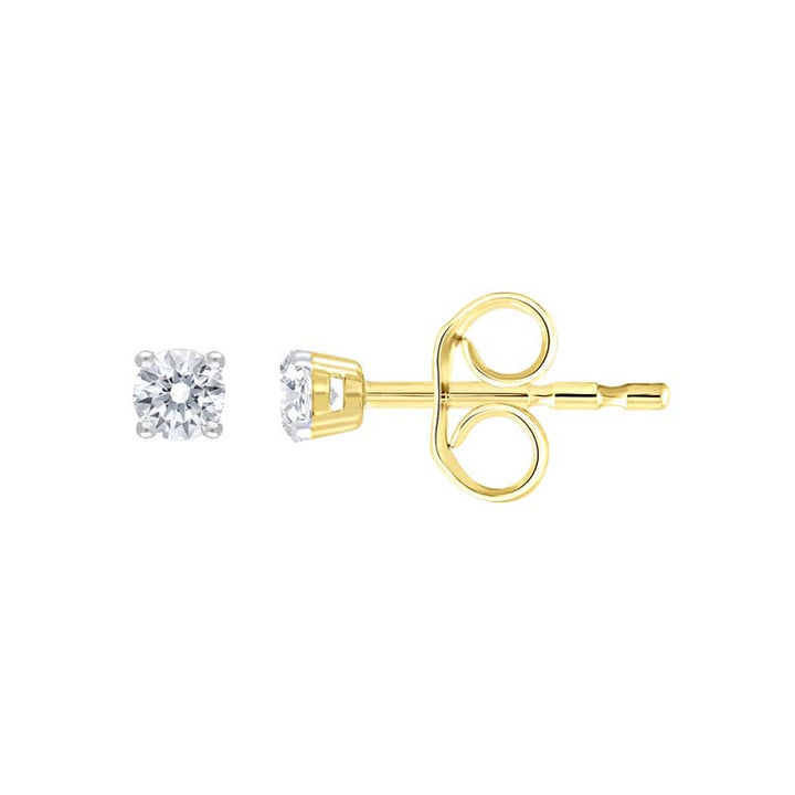 9K Yellow Gold 0.10ct Diamond Claw Stud Earrings