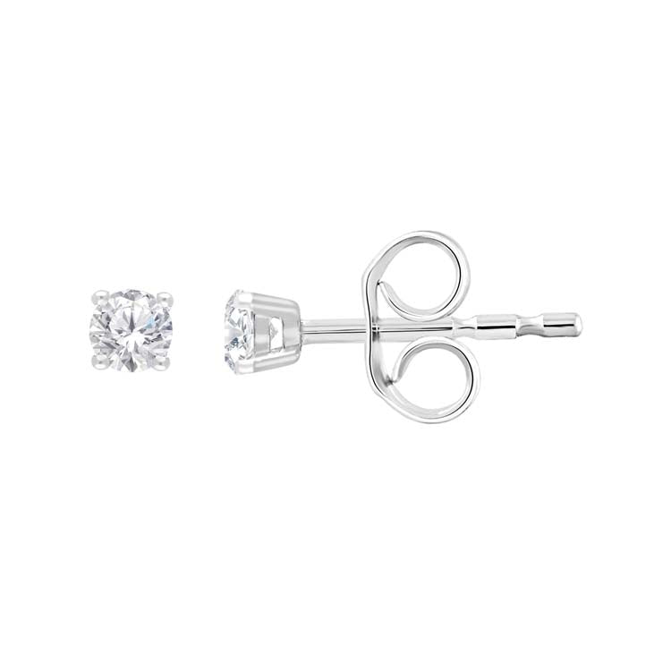 9K White Gold 0.15ct Diamond Claw Stud Earrings