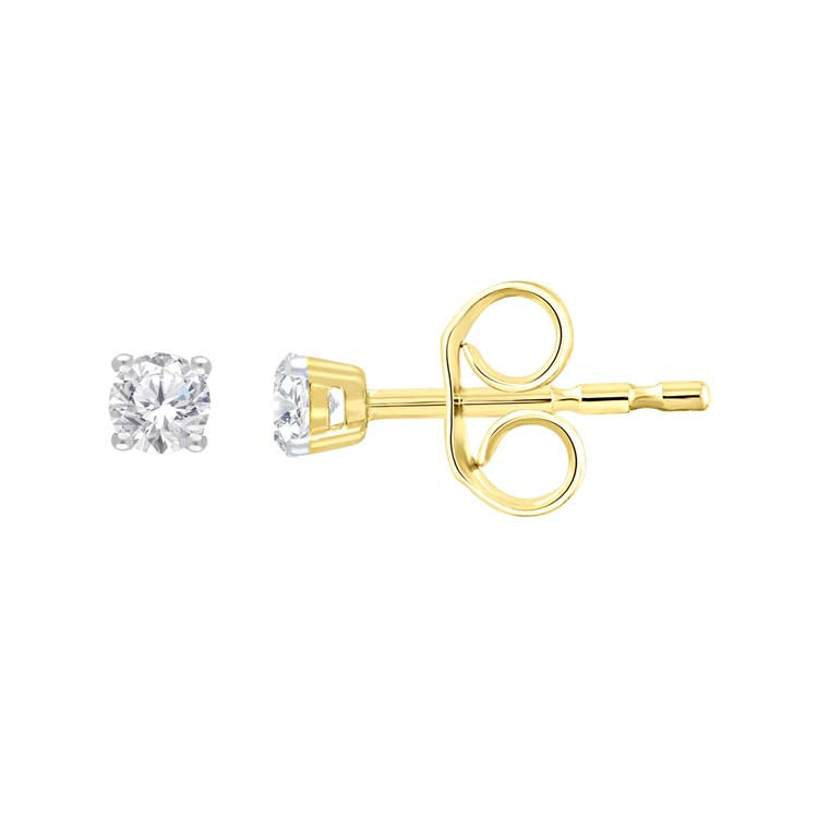 9K Yellow Gold 0.15ct Diamond Claw Stud Earrings