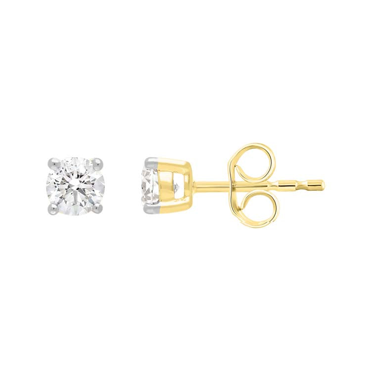 9K Yellow Gold 0.25ct Diamond Claw Stud Earrings