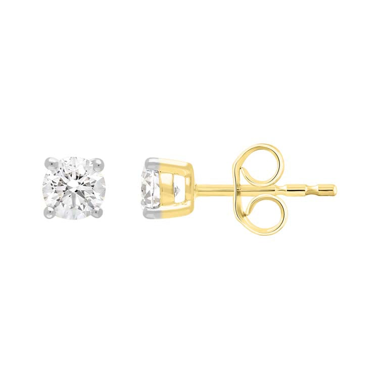 9K Yellow Gold 0.30ct Diamond Claw Stud Earrings