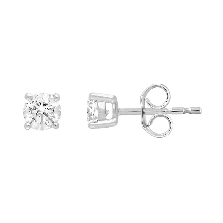 9K White Gold 0.50ct Diamond Claw Stud Earrings